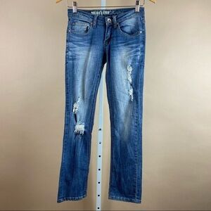 Machine Distressed Straight Leg Jeans Size 0 Beachy Celebrity Cali Y2K